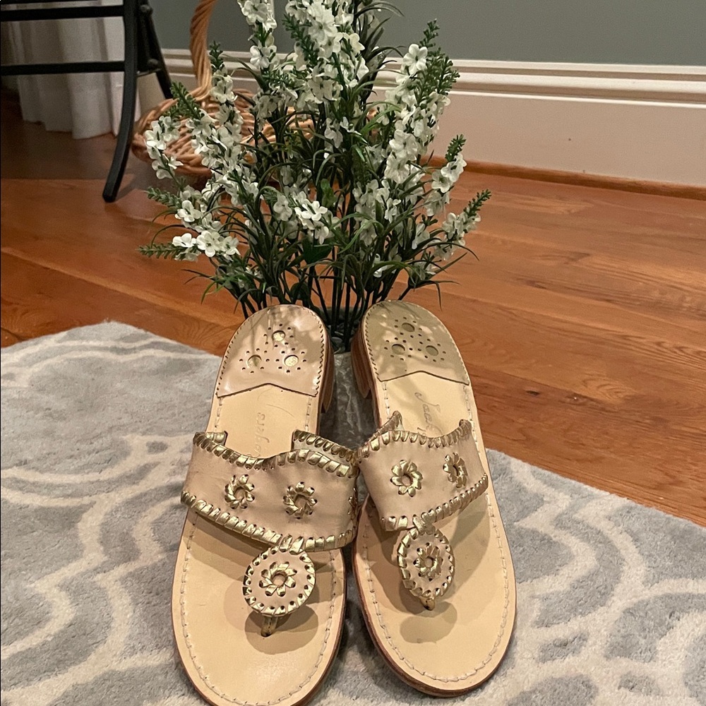 Jack Rogers Gold And Tan Sandals